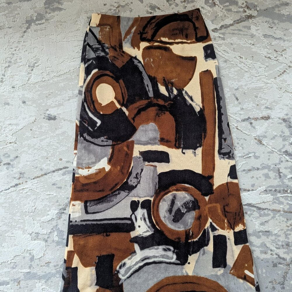 VTG MONDI Wool Maxi Skirt Sz 38 US 8 Made in Germany Stretch Waistband Abstract